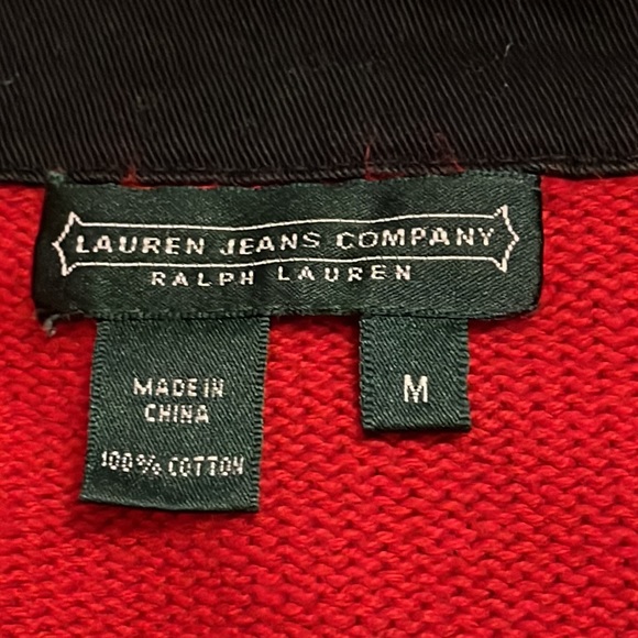 RALPH LAUREN JEANS COMPANY Red Half-Zip Sweater Sz M - Picture 5 of 6